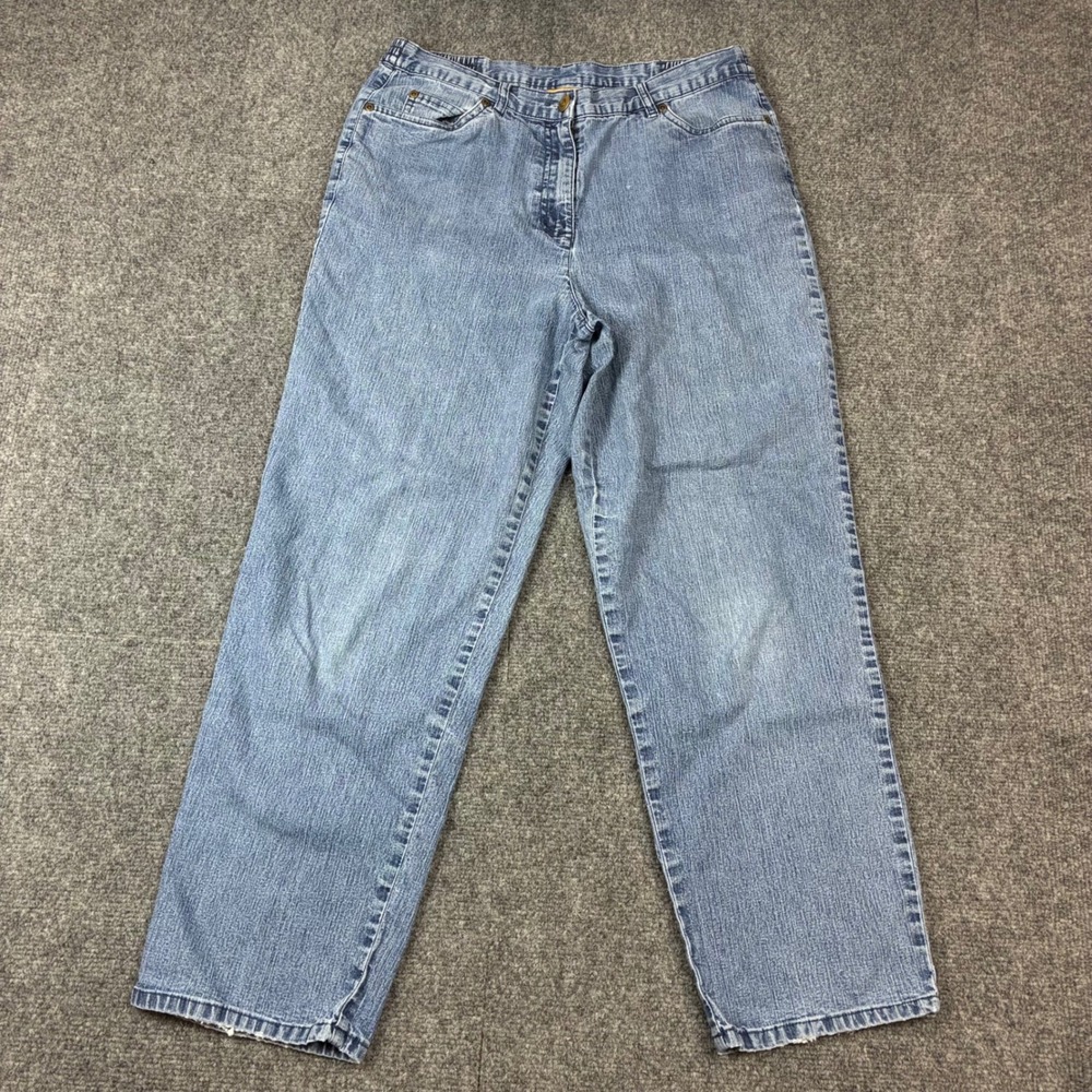 Ruby Rd Womens 10P 30x26 Light Wash Straight Leg Elastic Back Waist Jeans Blue